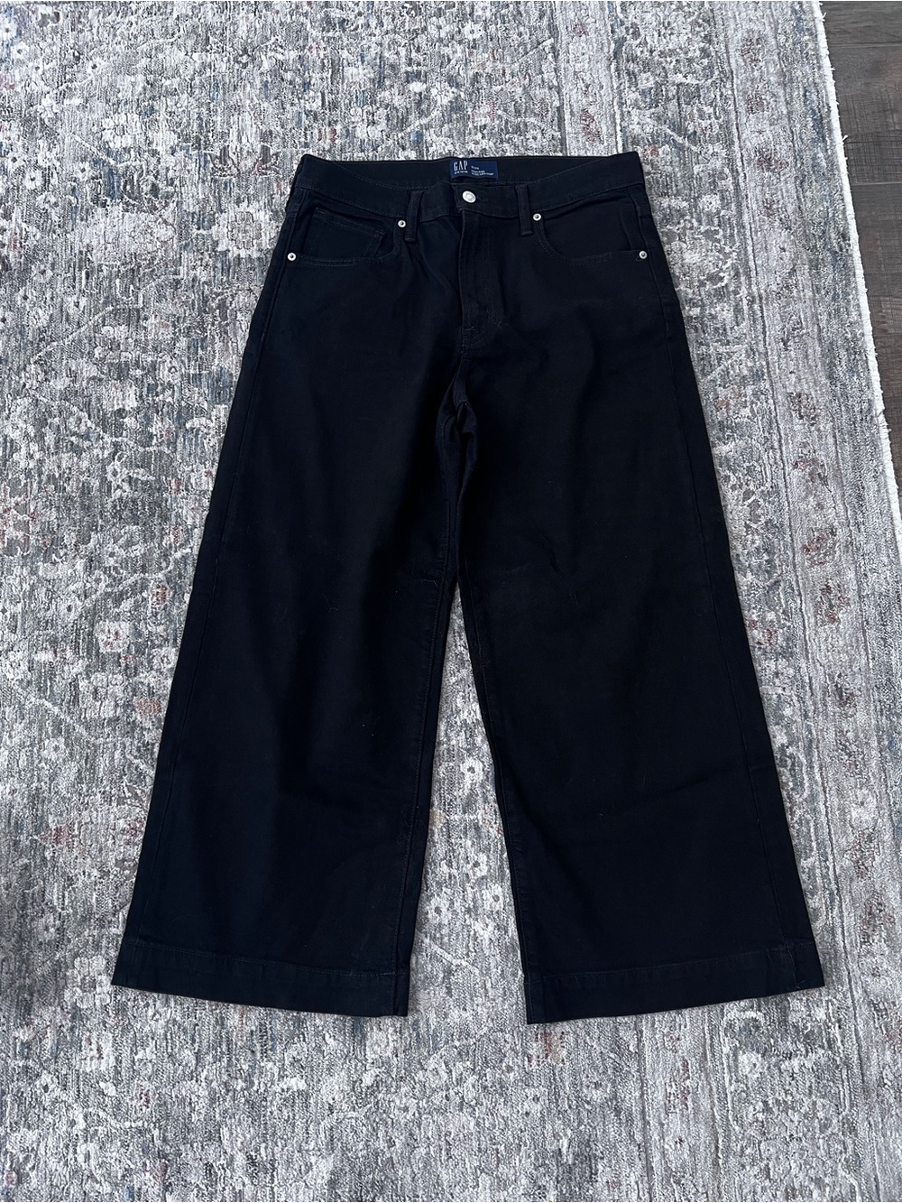 Gap Denim Dark Black Wash Wide-Leg Cropped Women's Jeans size 12/31R NWOTags